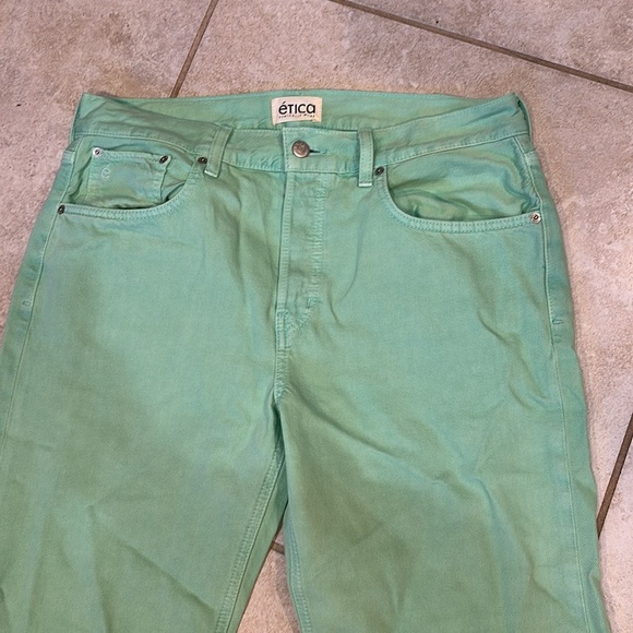 ETICA Amis Relaxed Boot Cut Jeans Dusty Aqua 29 Wide Leg Revolve Green - Picture 7 of 9